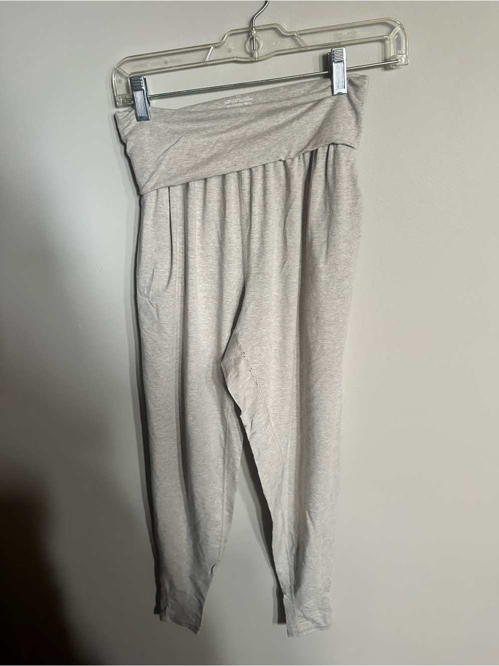 Imbodhi Heather Cream Women’s Fold-Over Waist Lounge or Yoga Pants